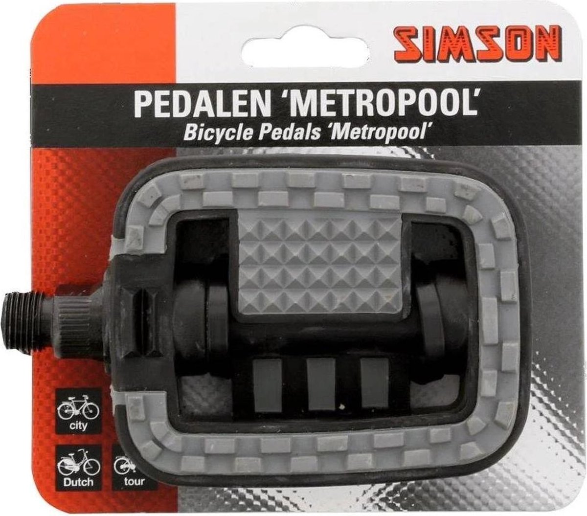 Simson Pedalen Set Metropool 9/16 Inch/zwart - Grijs