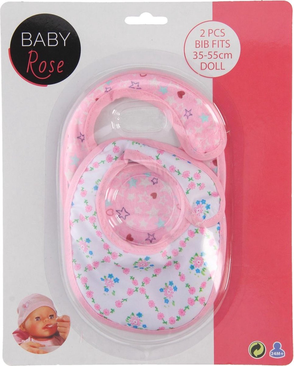 Johntoy Slabbetjes Baby Rose 2 Stuks - Roze