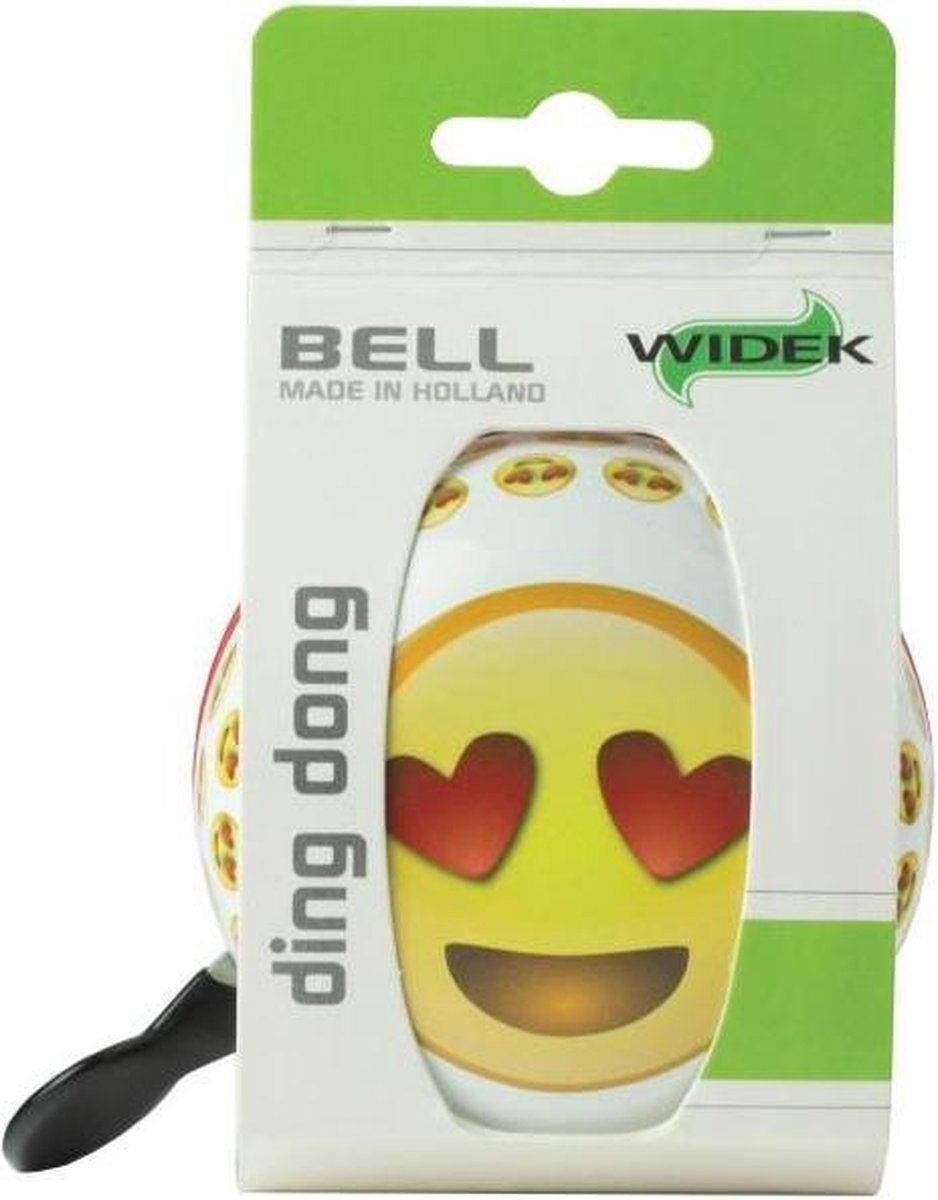 Widek Fietsbel Emoticon Heart Eyes/rood/ 80 Mm - Geel