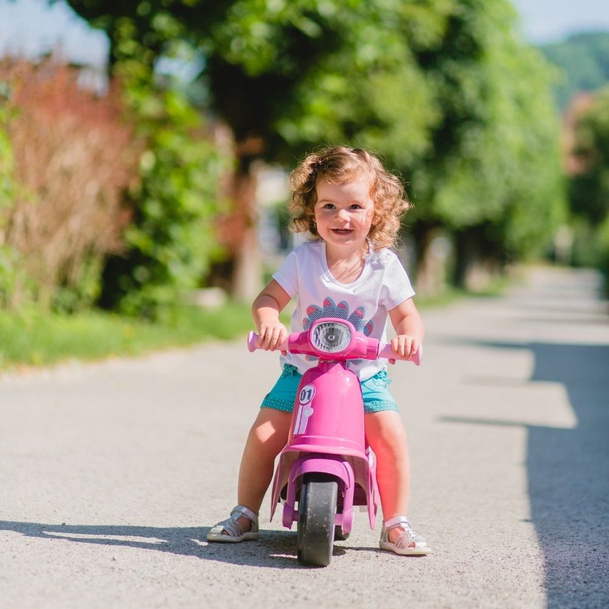 Smoby Autopeddrager + Stille Wielen - Roze