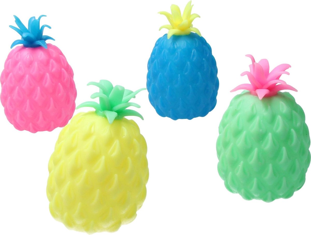 Banzaa Ananas Waterparels Stressbal 11x7cm 4 Stuks Blauw ? Groen ? Roze ? - Geel