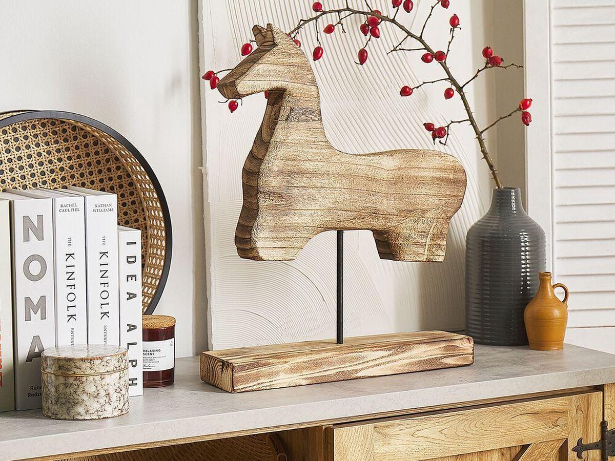 Beliani Colima Decofiguur Paulowniahout 10 X 39 Cm - Bruin