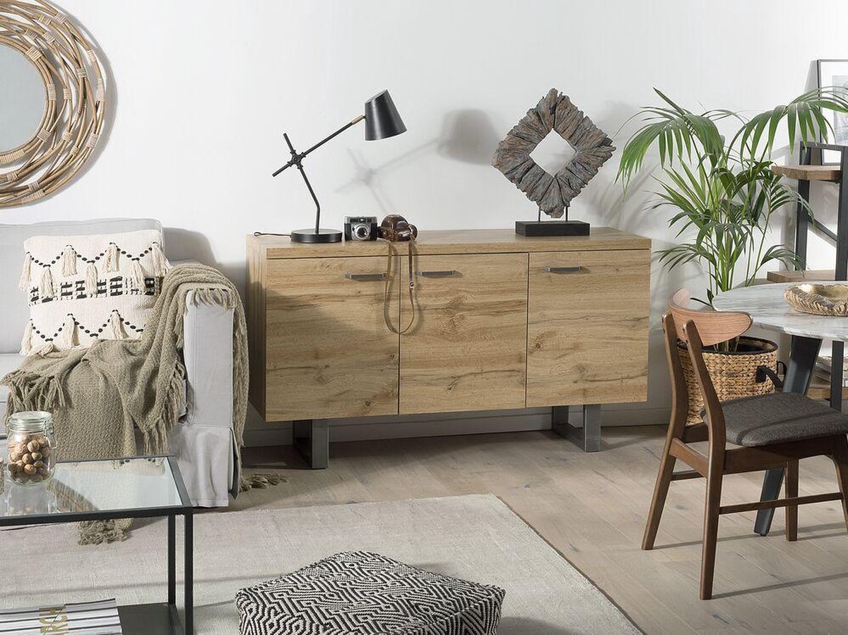 Beliani Timber Sideboard Mdf 42 X 140 Cm - Bruin