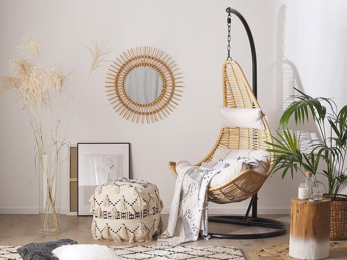 Beliani Atri Ii Hangstoel Pe Rotan 95 X 95 Cm - Beige