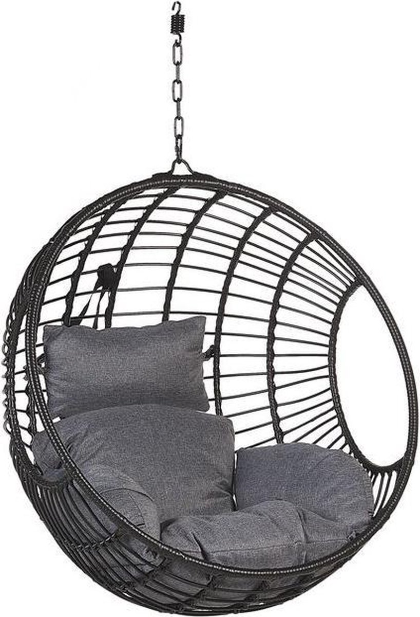 Beliani Aspio Hangstoel Pe Rotan 97 X 97 Cm - Zwart