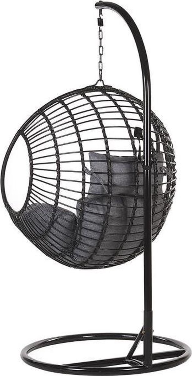 Beliani Aspio Hangstoel Pe Rotan 97 X 97 Cm - Zwart