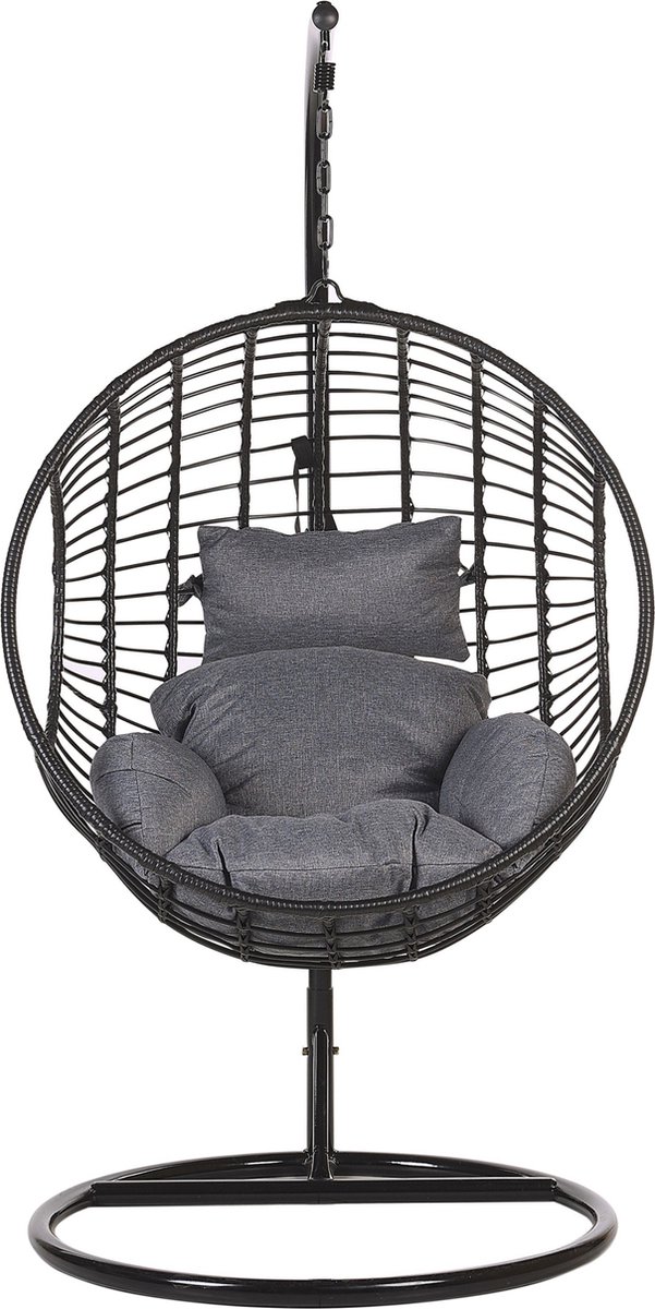 Beliani Aspio Hangstoel Pe Rotan 97 X 97 Cm - Zwart