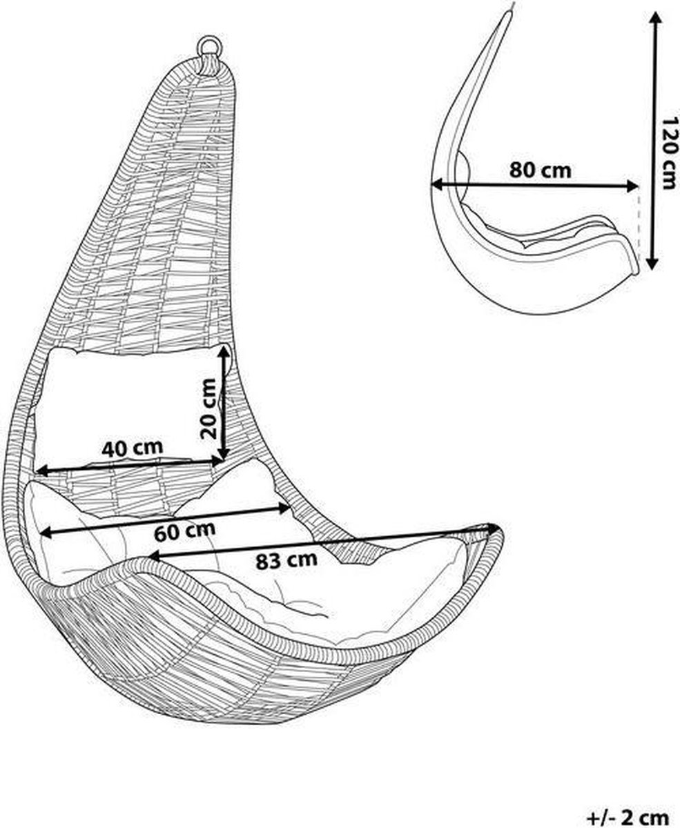 Beliani Atri Ii Hangstoel Pe Rotan 80 X 83 Cm - Beige