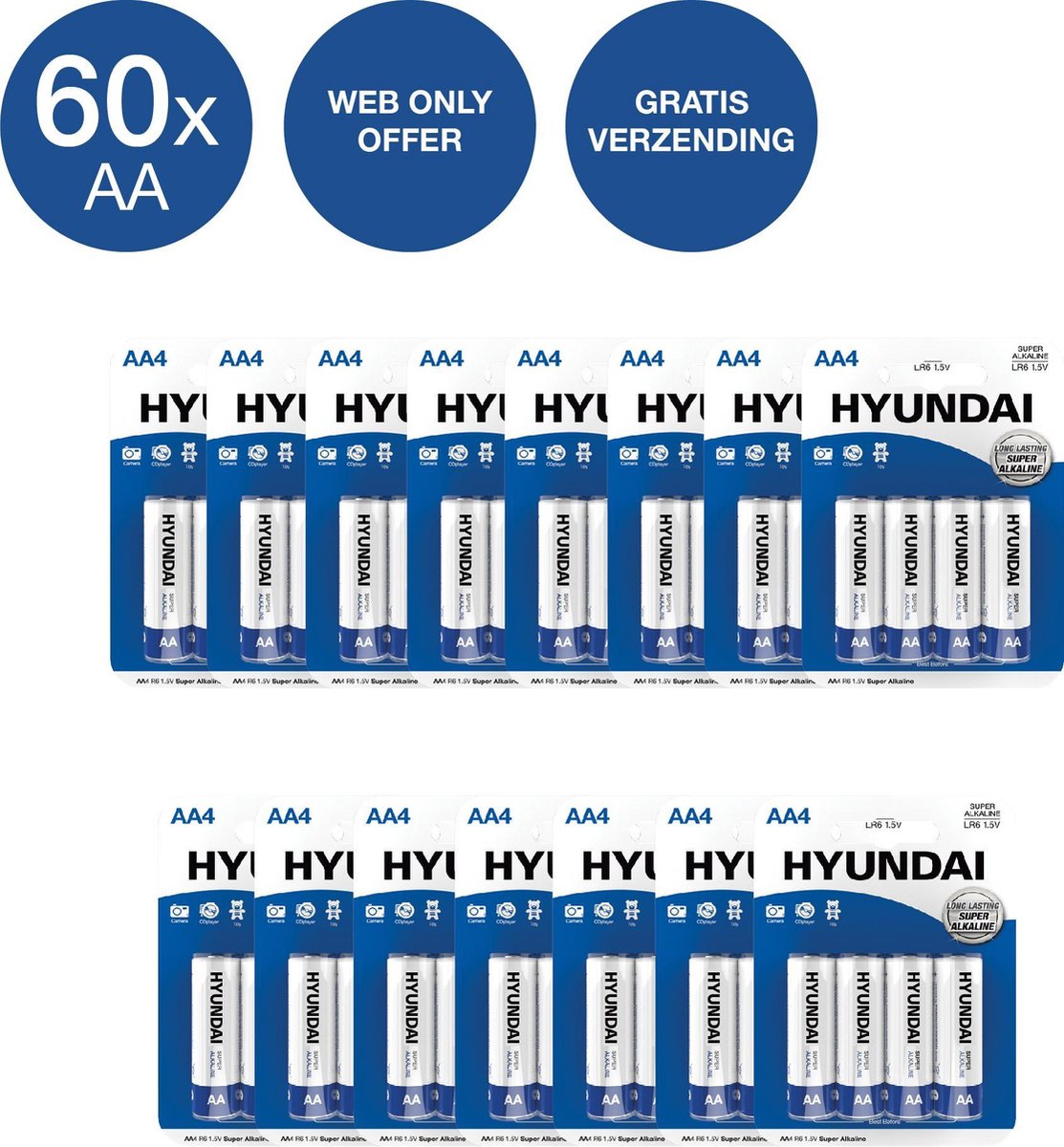Hyundai - Super Alkaline Aa Batterijen - 60 Stuks