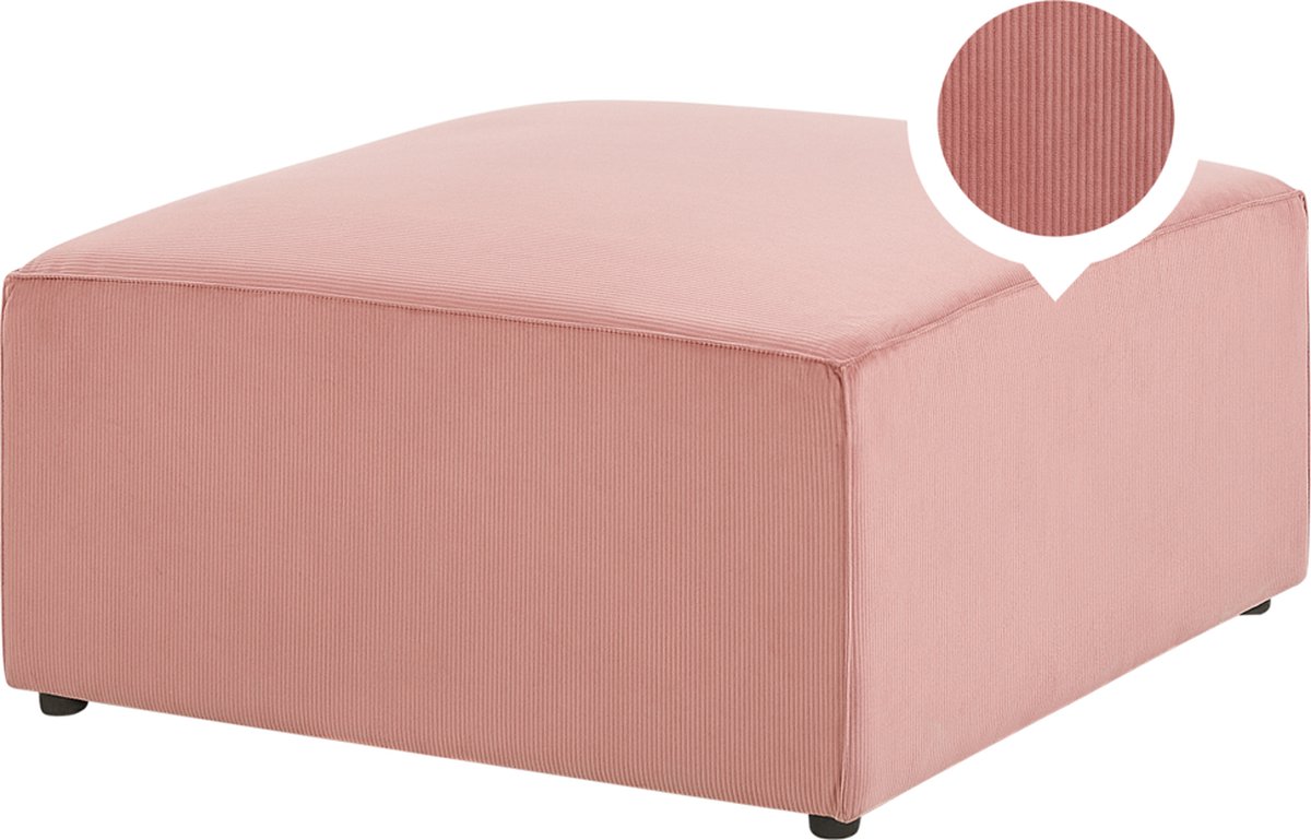 Beliani Lemvig Ottomaan Corduroy 83 X 83 Cm - Roze