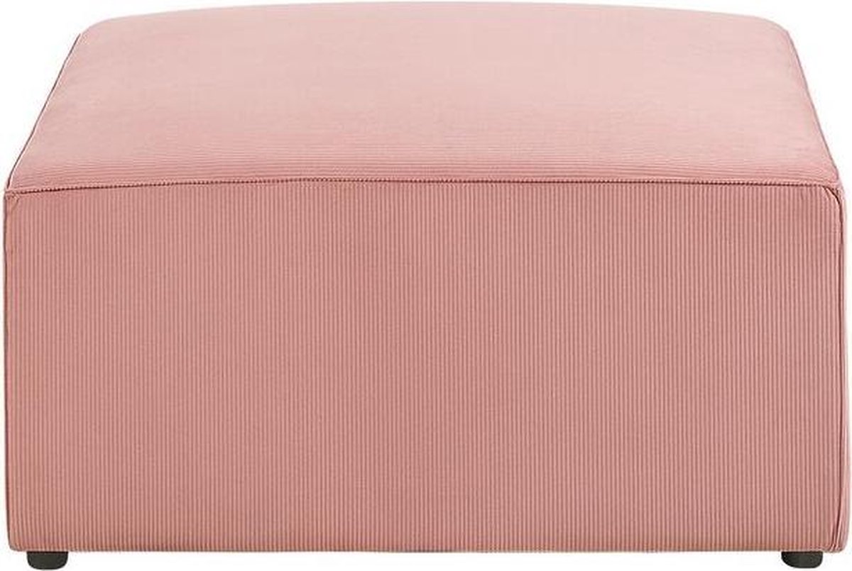 Beliani Lemvig Ottomaan Corduroy 83 X 83 Cm - Roze