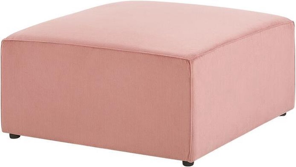 Beliani Lemvig Ottomaan Corduroy 83 X 83 Cm - Roze