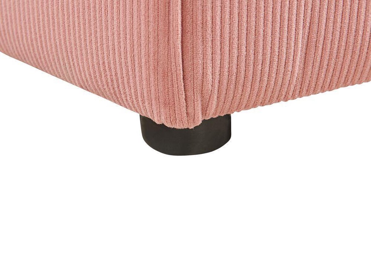 Beliani Lemvig Ottomaan Corduroy 83 X 83 Cm - Roze