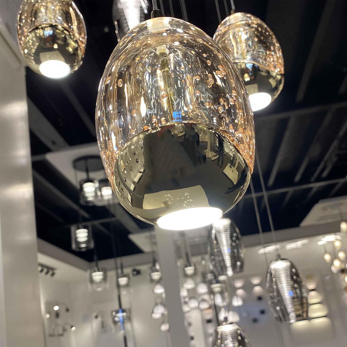 Highlight Hanglamp Golden Egg 5 Lichts L 108 Cm Amber- - Zwart