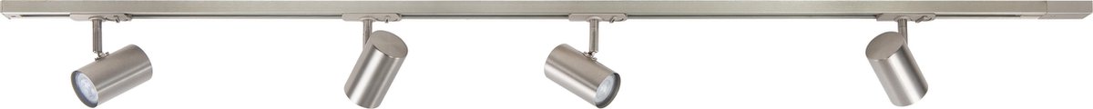 Highlight Railsysteem Trackline 150 Cm + 4 Cilinder Spots Mat Chroom - Silver