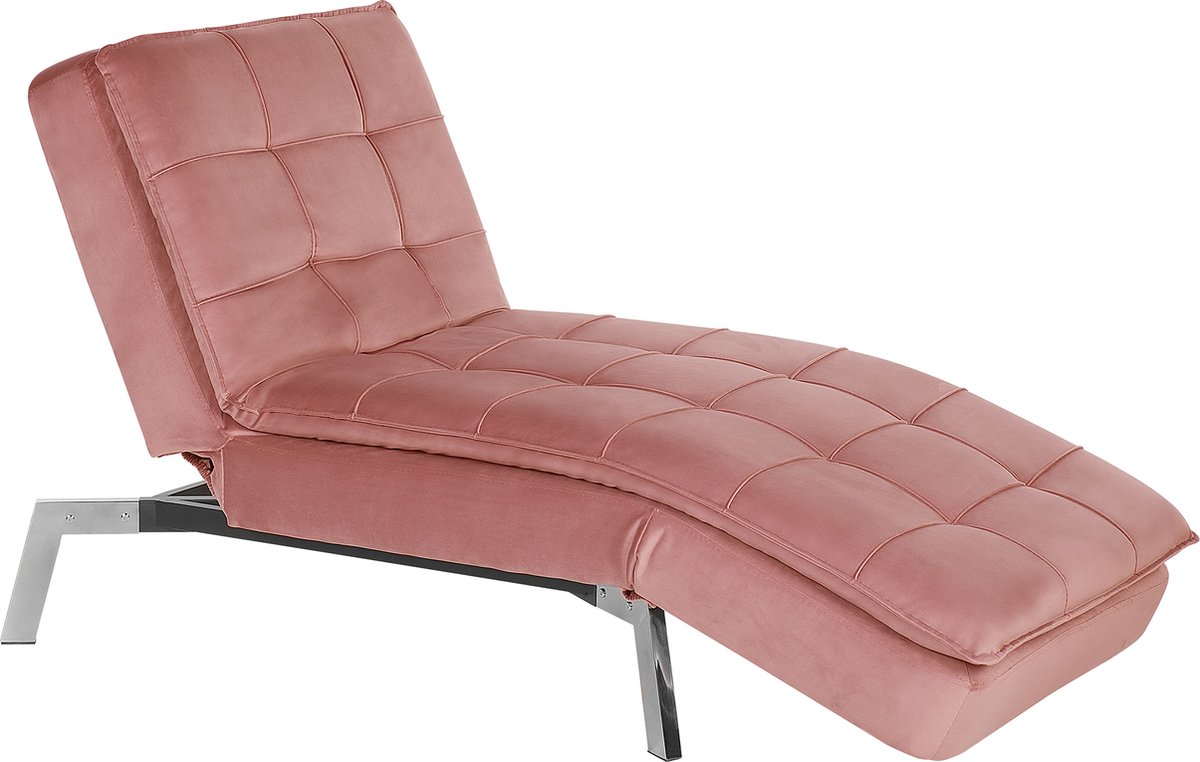 Beliani Loiret Chaise Longue Fluweel 76 X 179 Cm - Roze