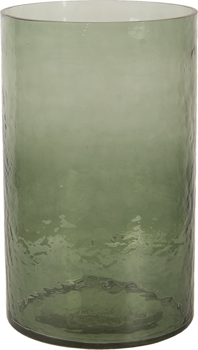 Clayre & Eef Windlicht 6gl3024 Ø 15*25 Cm - Glas Kaarsenhouder - Groen