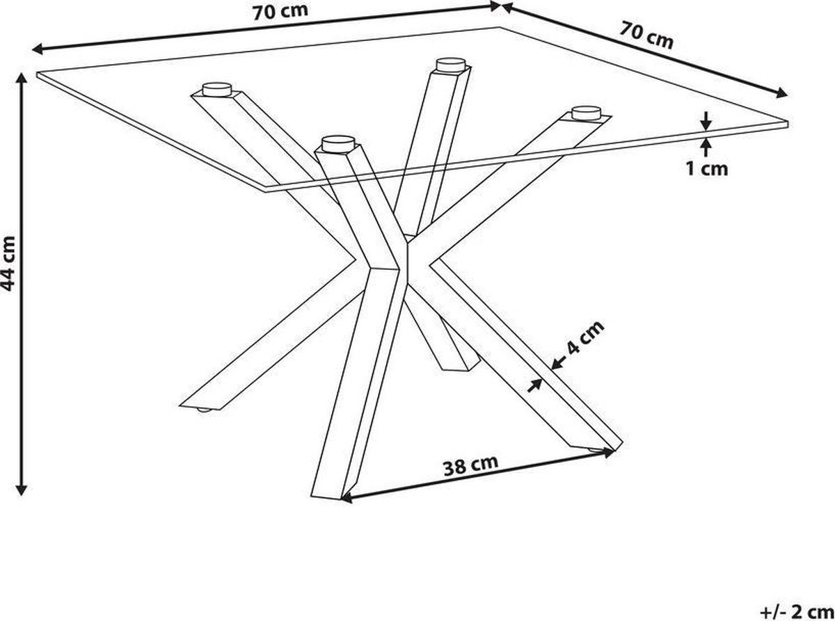 Beliani Starlight Salontafel Veiligheidsglas 70 X 70 Cm