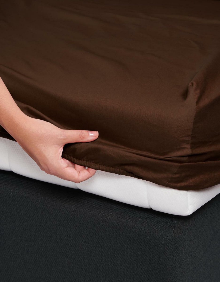 Essenza Hoeslaken Satijn Chocolate-1-persoons (90x210 Cm) - Bruin