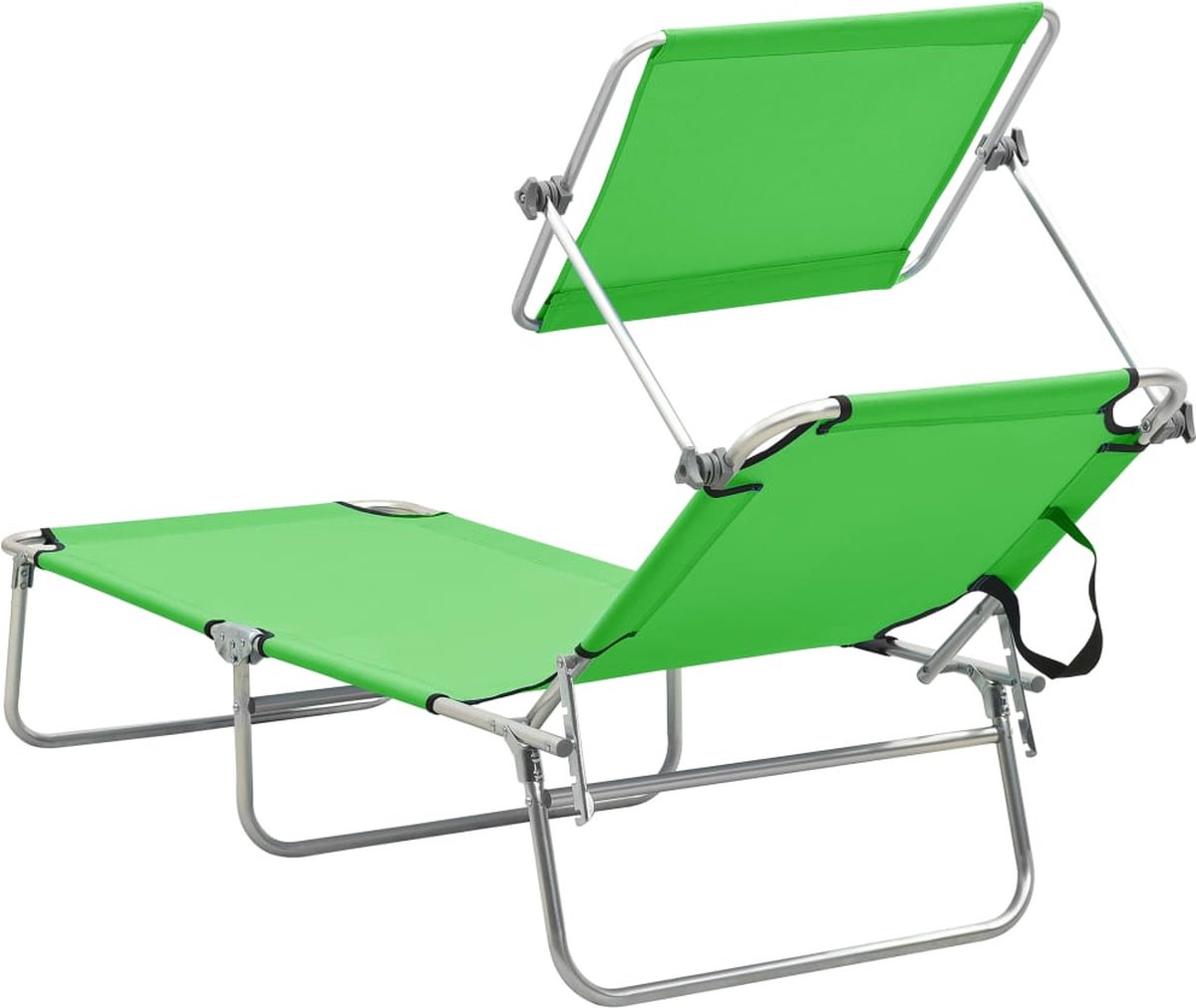 Vidaxl Ligbed Met Luifel Inklapbaar Staal Appeltjes - Groen