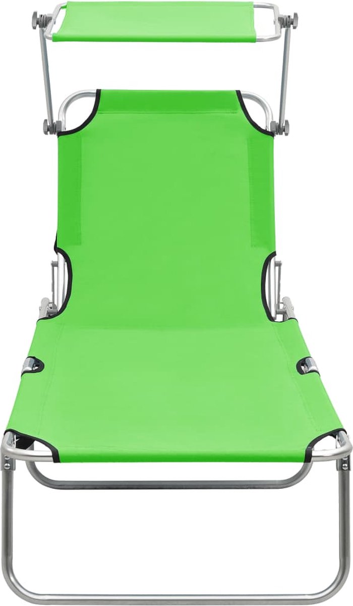 Vidaxl Ligbed Met Luifel Inklapbaar Staal Appeltjes - Groen