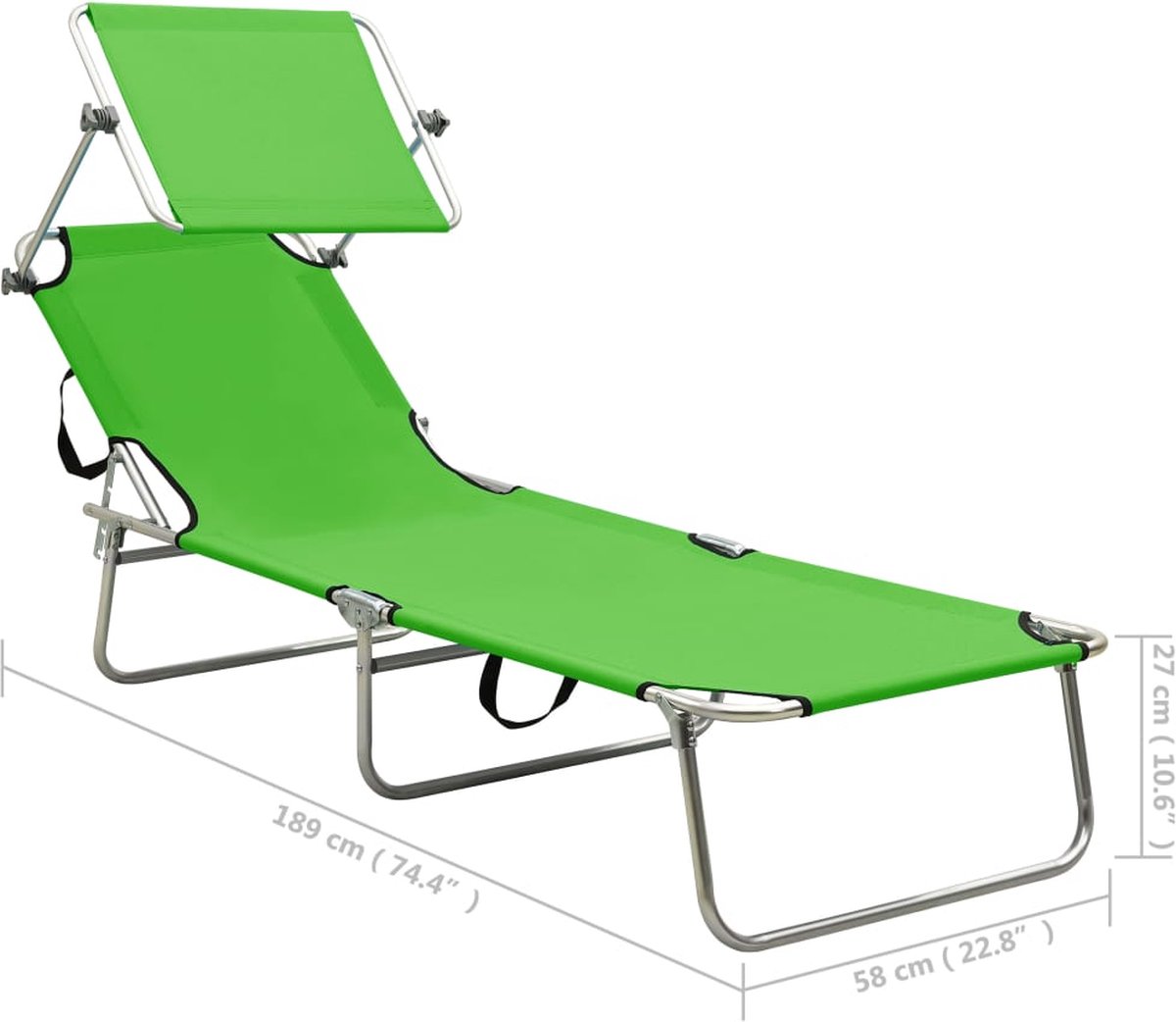 Vidaxl Ligbed Met Luifel Inklapbaar Staal Appeltjes - Groen