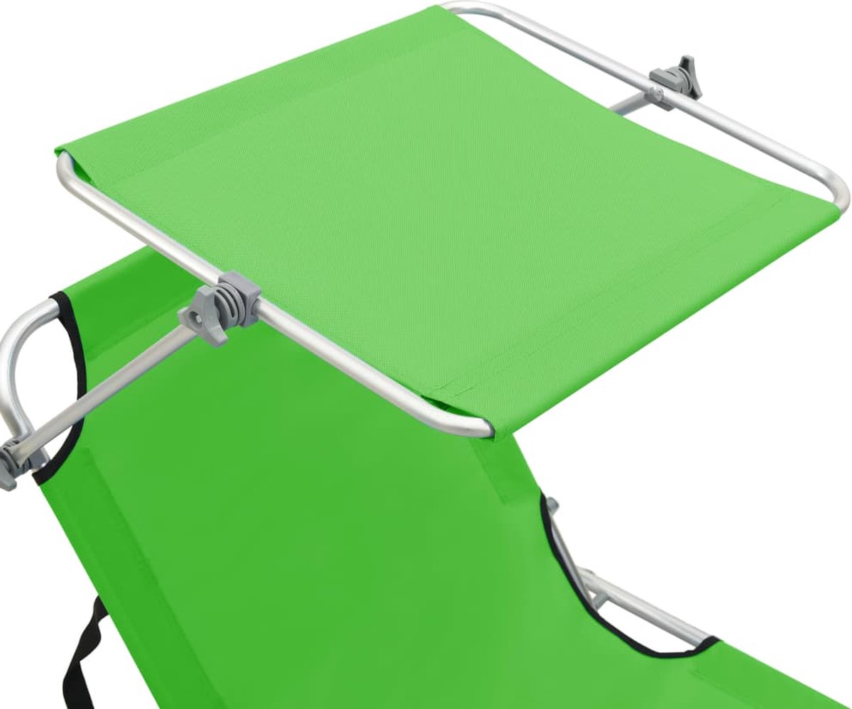 Vidaxl Ligbed Met Luifel Inklapbaar Staal Appeltjes - Groen