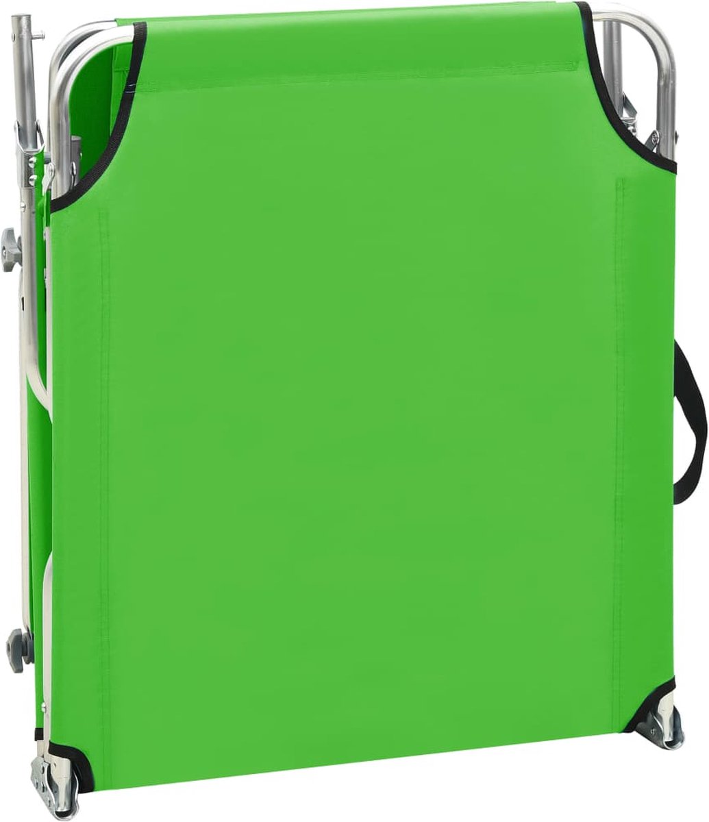 Vidaxl Ligbed Met Luifel Inklapbaar Staal Appeltjes - Groen