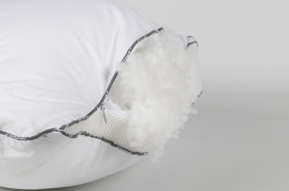 Cinderella Rondo Synthetisch Stevig Hoofdkussen - 50% Bamboe - 50% Thermosoft Holle Polyester Vezelbolletjes - - Wit