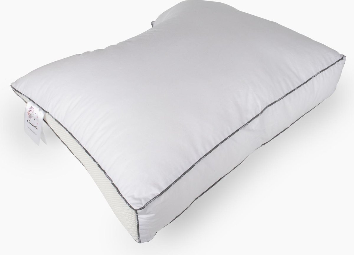 Cinderella Rondo Synthetisch Stevig Hoofdkussen - 50% Bamboe - 50% Thermosoft Holle Polyester Vezelbolletjes - - Wit