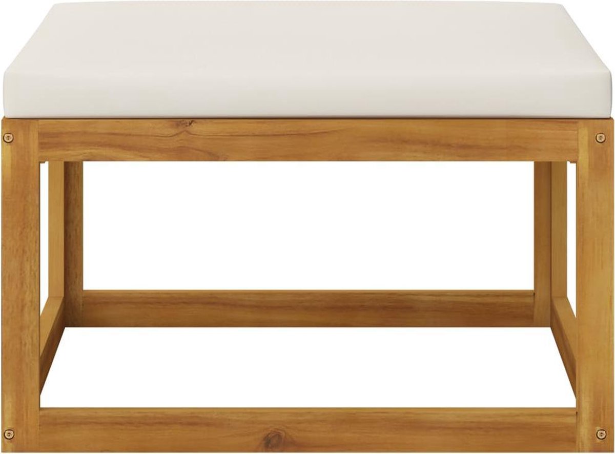 Vidaxl 3-delige Loungeset Met Crèmekleurige Kussens Massief Acaciahout - Bruin