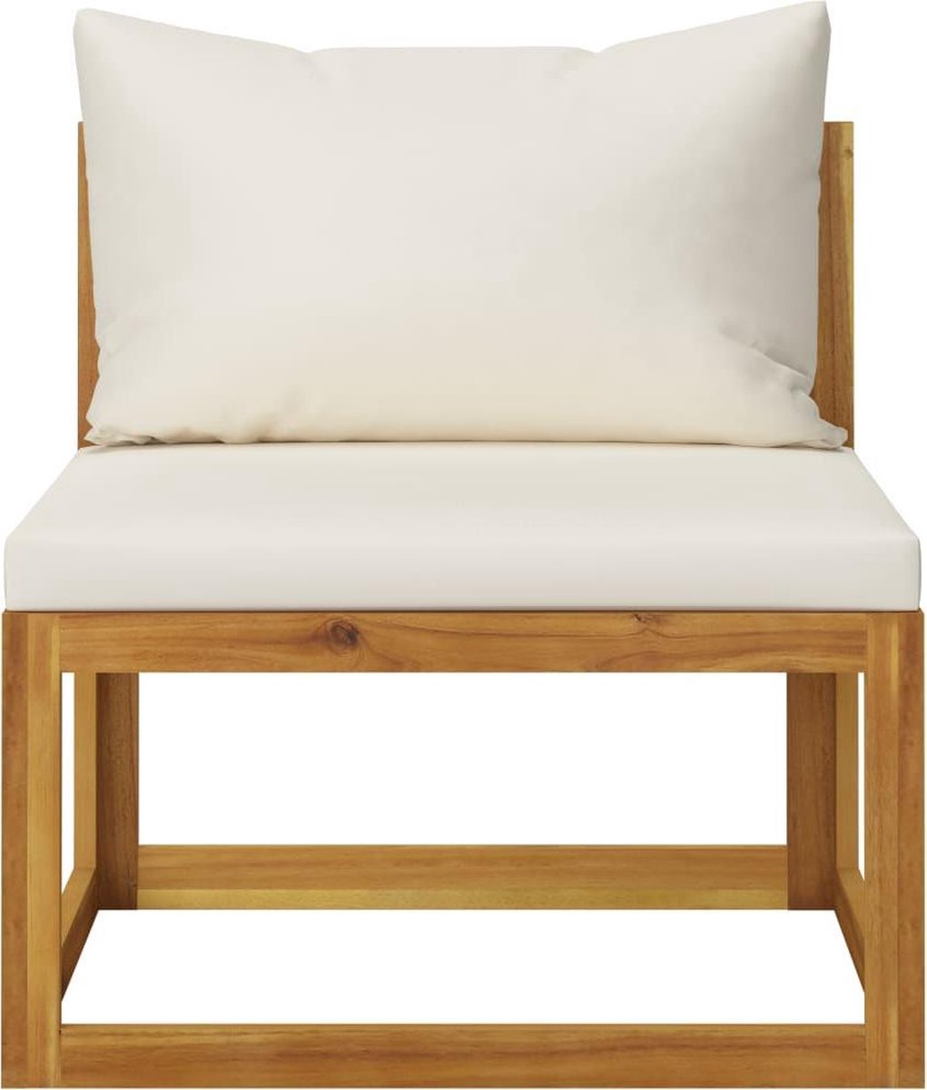 Vidaxl 3-delige Loungeset Met Crèmekleurige Kussens Massief Acaciahout - Bruin