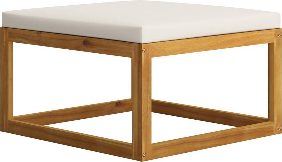 Vidaxl 3-delige Loungeset Met Crèmekleurige Kussens Massief Acaciahout - Bruin