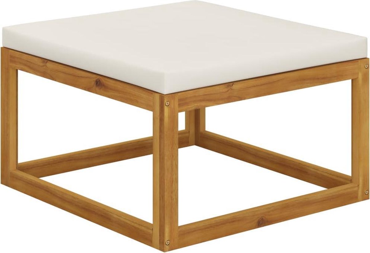 Vidaxl 3-delige Loungeset Met Crèmekleurige Kussens Massief Acaciahout - Bruin