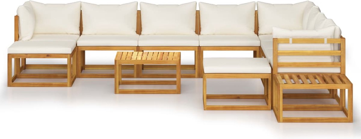 Vidaxl 12-delige Loungeset Met Kussens Massief Acaciahout Crème