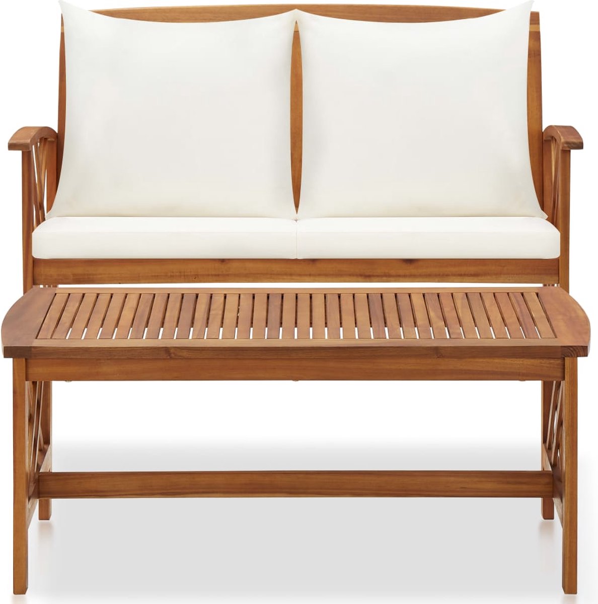Vidaxl 2-delige Loungeset Met Kussens Massief Acaciahout - Bruin