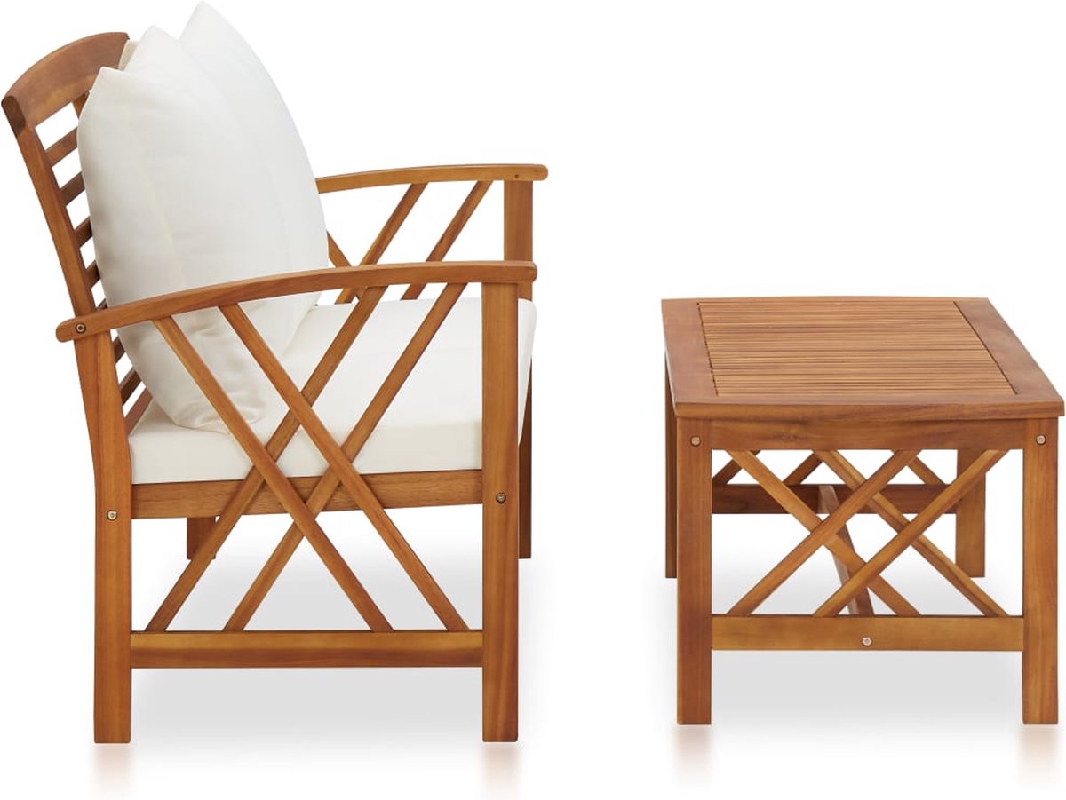 Vidaxl 2-delige Loungeset Met Kussens Massief Acaciahout - Bruin