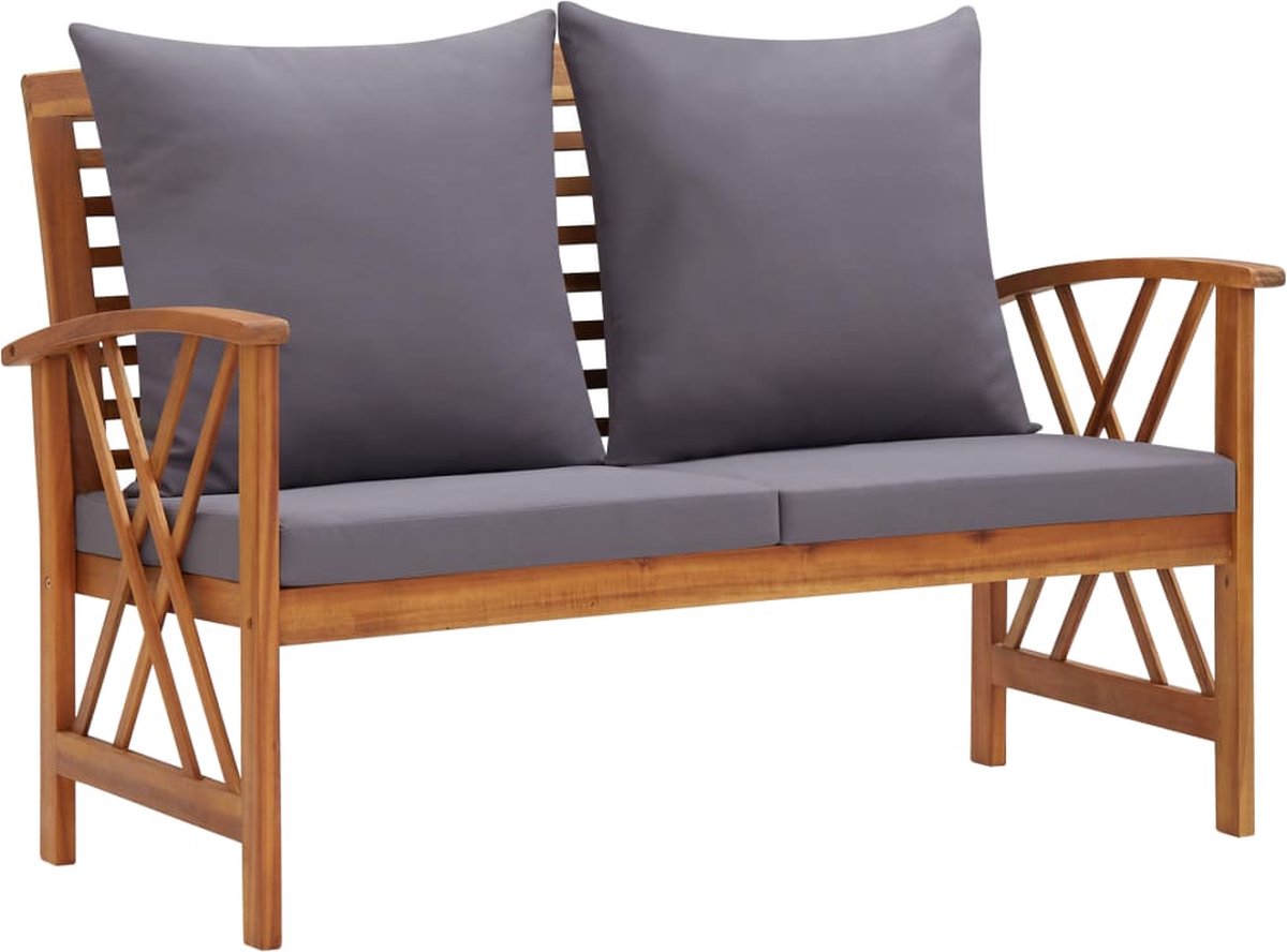Vidaxl 2-delige Loungeset Met Kussens Massief Acaciahout - Grijs