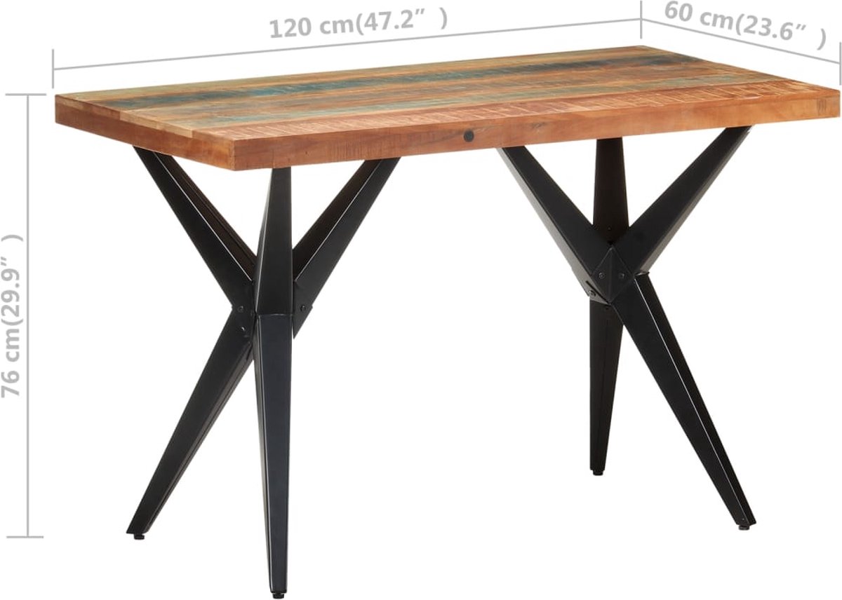 Vidaxl Eettafel 120x60x76 Cm Massief Gerecycled Hout - Bruin