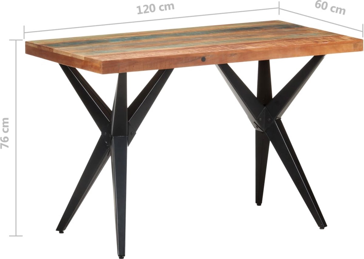Vidaxl Eettafel 120x60x76 Cm Massief Gerecycled Hout - Bruin