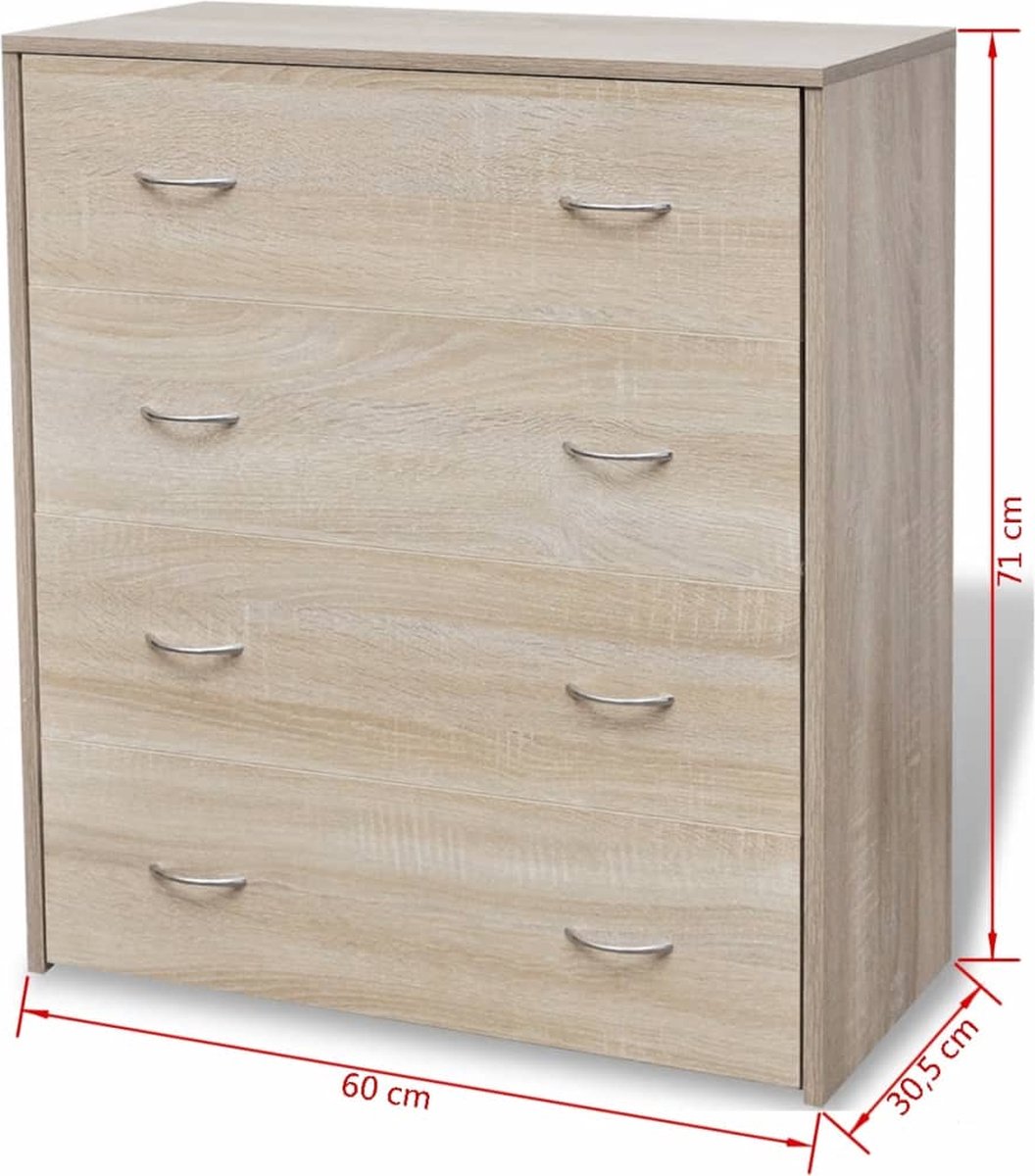 Vidaxl Dressoir Met 4 Lades 60x30,5x71 Cm Eikenkleur - Bruin