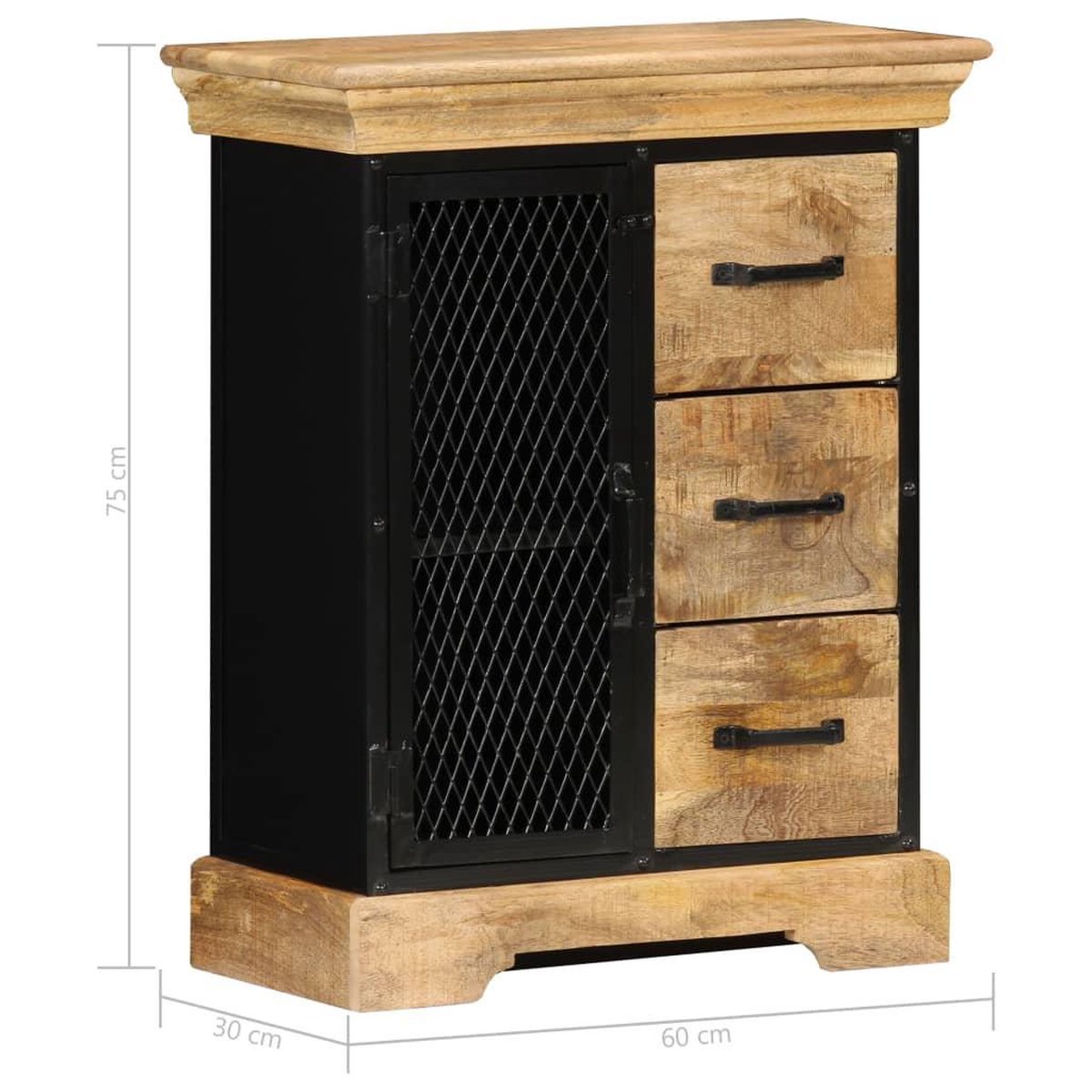 Vidaxl Dressoir 60x30x75 Cm Massief Mangohout - Bruin