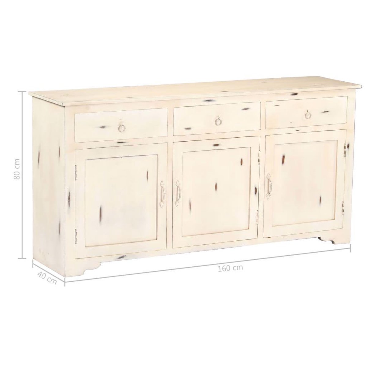 Vidaxl Dressoir 160x40x80 Cm Massief Mangohout - Wit