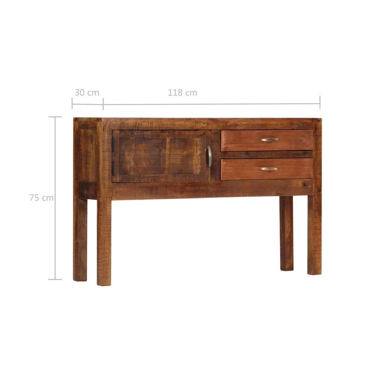 Vidaxl Dressoir 118x30x75 Cm Massief Mangohout - Bruin