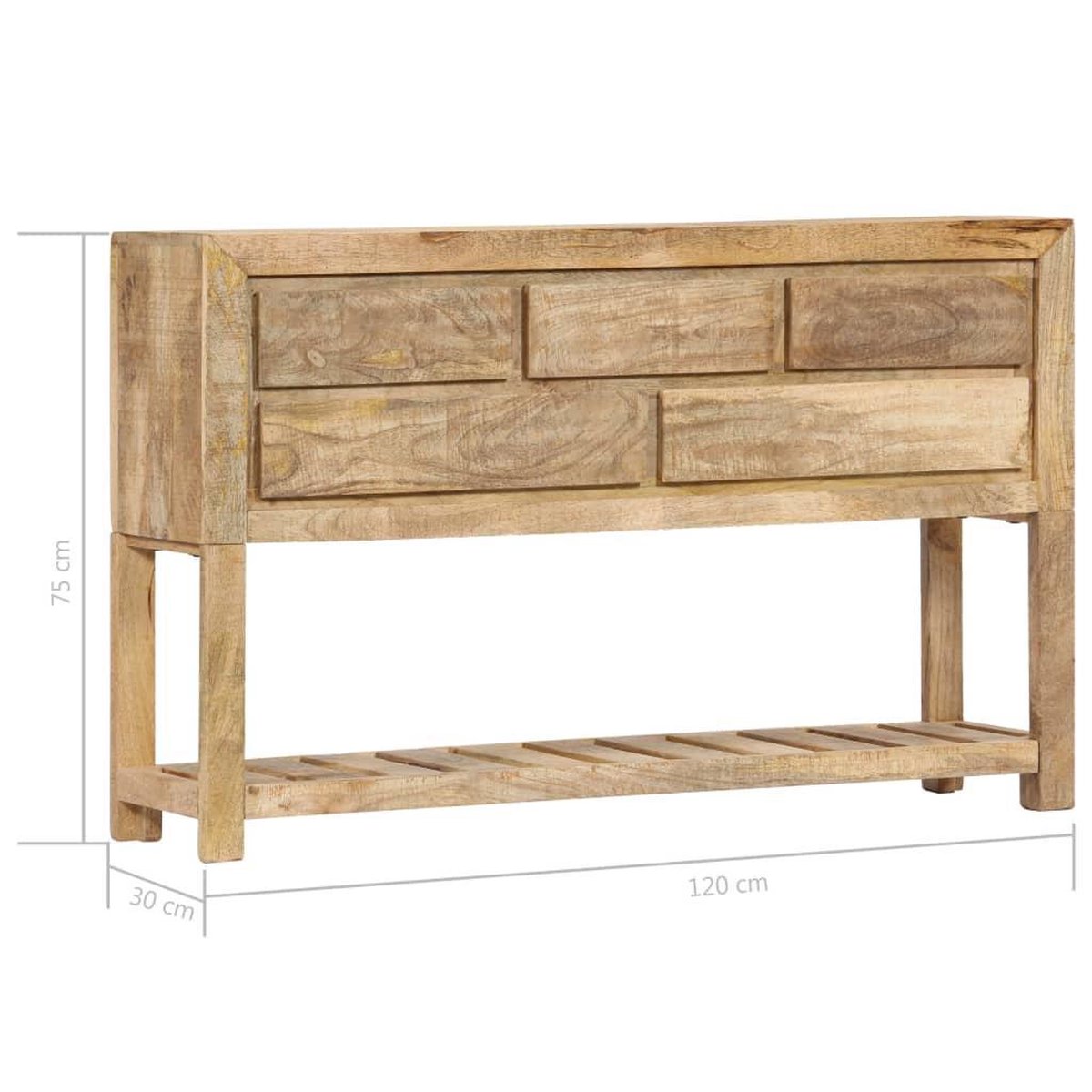 Vidaxl Dressoir 120x30x75 Cm Massief Mangohout - Bruin