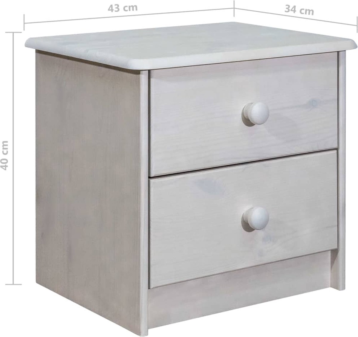 Vidaxl Nachtkastje 43x34x40 Cm Massief Grenenhout - Bruin