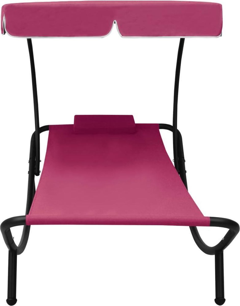 Vidaxl Loungebed Met Luifel En Kussen - Roze