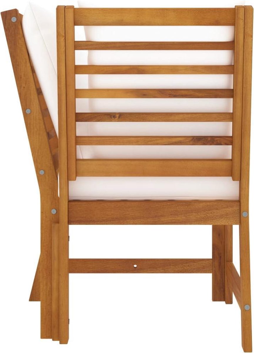 Vidaxl 3-delige Loungeset Met Crèmekleurige Kussens Massief Acaciahout - Bruin