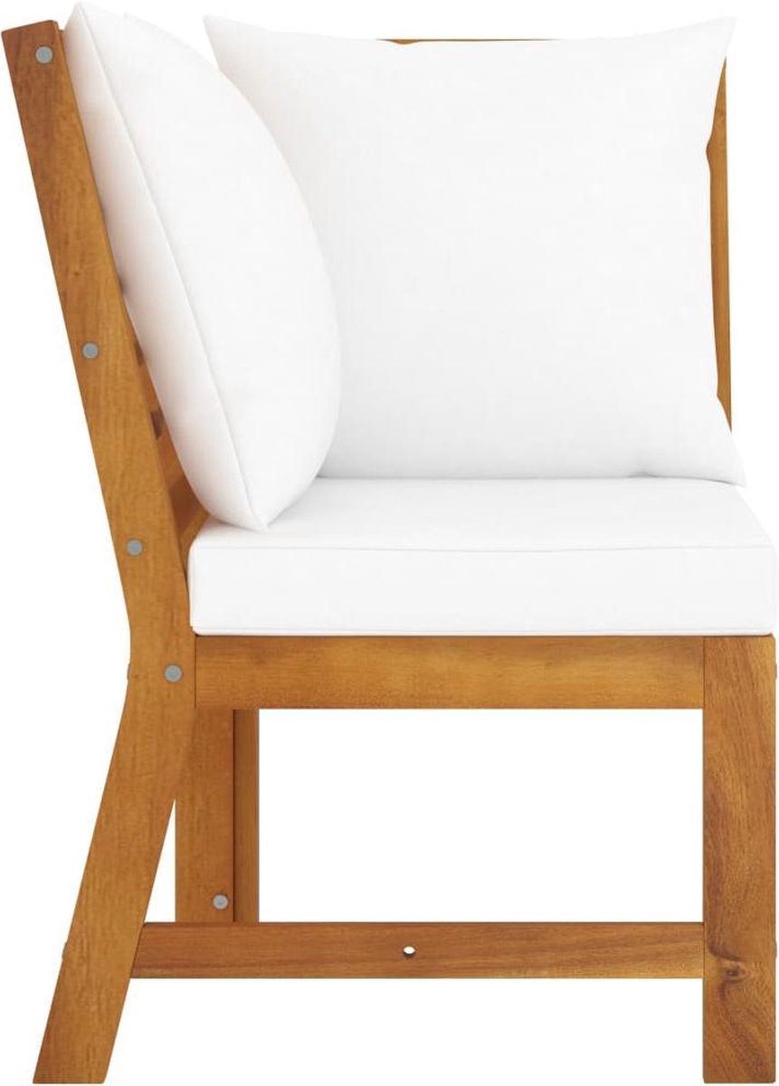 Vidaxl 3-delige Loungeset Met Crèmekleurige Kussens Massief Acaciahout - Bruin