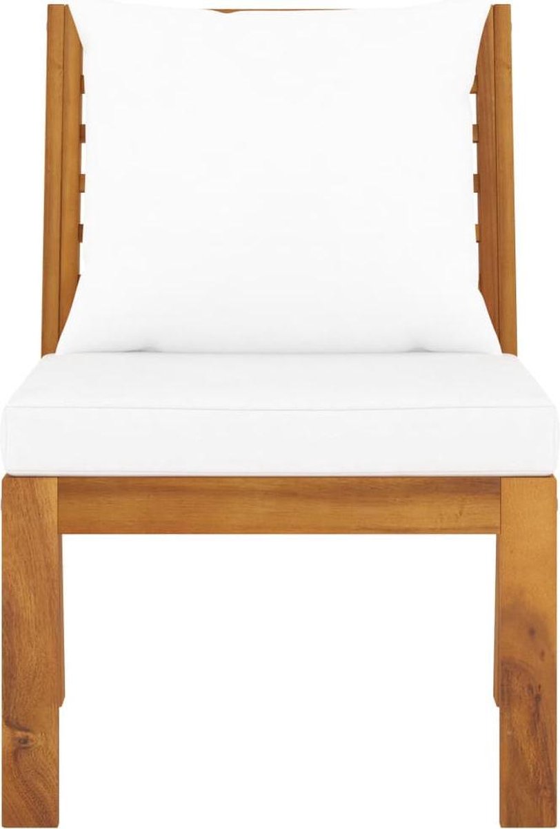 Vidaxl 3-delige Loungeset Met Crèmekleurige Kussens Massief Acaciahout - Bruin